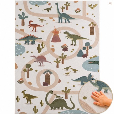 Przejdź do produktu Dywan dziecięcy Coco Dinozaury kremowe 120 cm x 170 cm