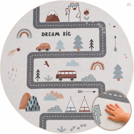 Przejdź do produktu Dywan dziecięcy Coco Miasteczko kremowe koło 200 cm x 200 cm