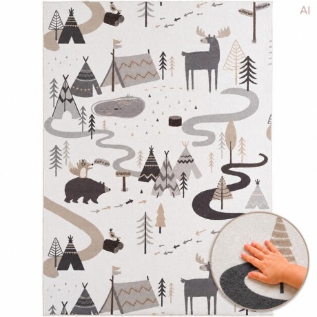 Przejdź do produktu Dywan dziecięcy Coco Tipi Leśna Przygoda kremowy 200 cm x 290 cm