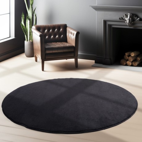 Przejdź do produktu Dywan pluszowy Sky czarny 120 cm x 120 cm koło