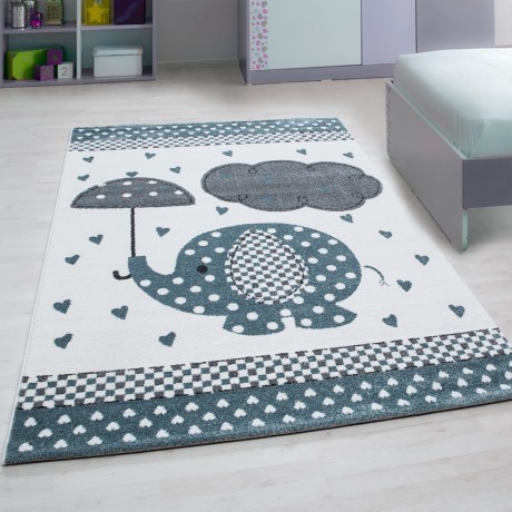 Przejdź do produktu Dywan dziecięcy Słonik niebieski  80 cm x 150 cm