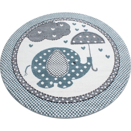 Przejdź do produktu Dywan dziecięcy Słonik niebieski  koło 120 cm x 120 cm
