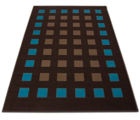 Przejdź do produktu Dywan nowoczesny Kwadraciki brązowo-niebieskie 160 cm x 225 cm
