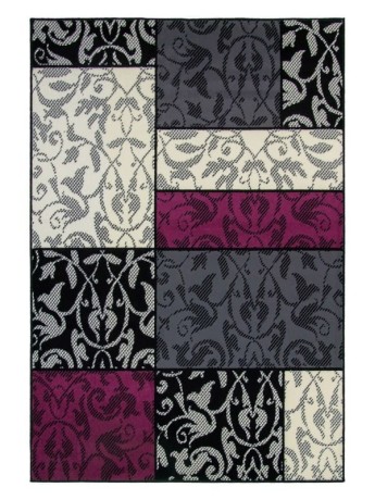 Przejdź do produktu Dywan nowoczesny Luna Elements  Patchwork Czarno-Fioletowy  140 cm x 200 cm