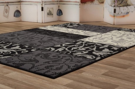 Przejdź do produktu Dywan nowoczesny Luna Elements  Patchwork Czarny 140 cm x 200 cm