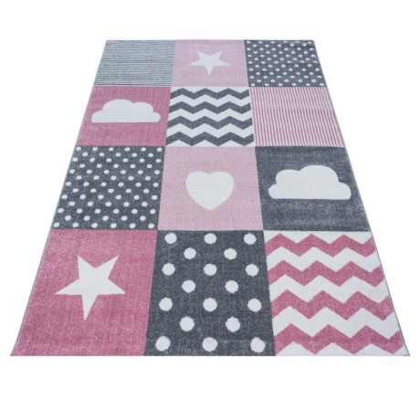 Przejdź do produktu Dywan dziecięcy Kids Kwadraty różowy 160 cm x 230 cm