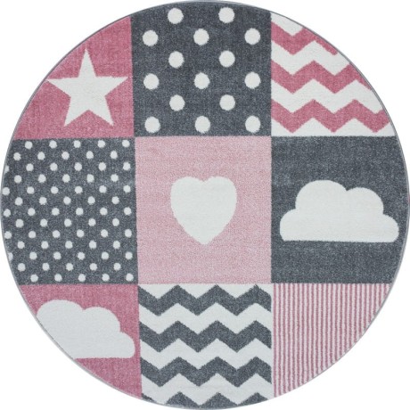 Przejdź do produktu Dywan dziecięcy Kids Kwadraty różowy 120 cm x 120 cm koło