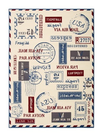 Przejdź do produktu Dywan nowoczesny Poczta Kremowo Niebieski  120 cm x 170 cm