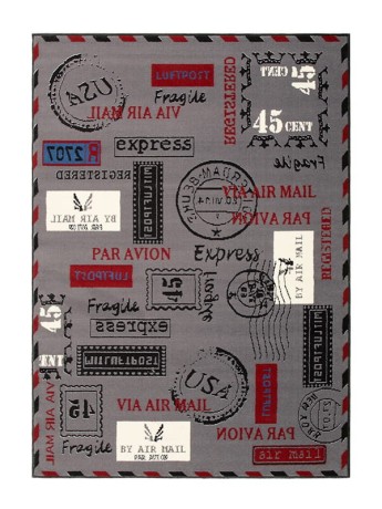 Przejdź do produktu Dywan nowoczesny Poczta Szaro Czarny 140 cm x 200 cm