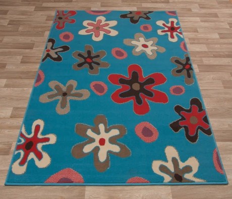 Przejdź do produktu Dywan Kwiatki niebieski 120 cm x 170 cm