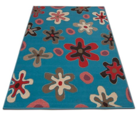 Przejdź do produktu Dywan Kwiatki niebieski 100 cm x 150 cm