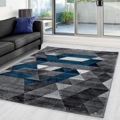 Przejdź do produktu Dywan nowoczesny Lima Trójkąty szaro-turkusowe 200 cm x 290 cm