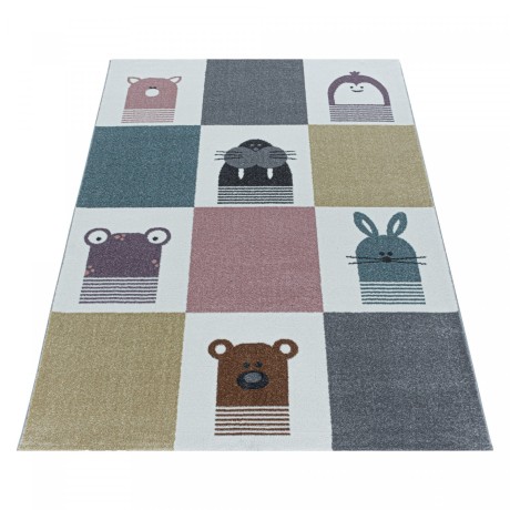 Przejdź do produktu Dywan dziecięcy Funny kwadraciki ze zwierzątkami 140 cm x 200 cm