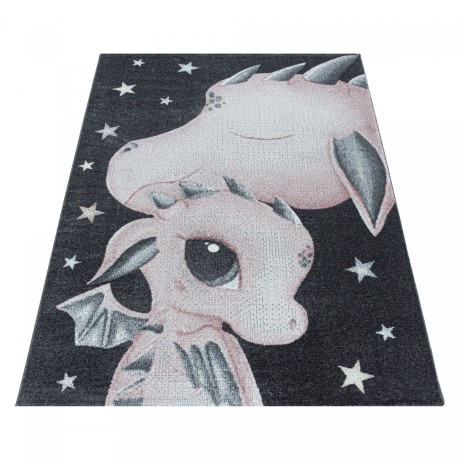 Przejdź do produktu Dywan dziecięcy Funny Smoczki różowo-szary 140 cm x 200 cm