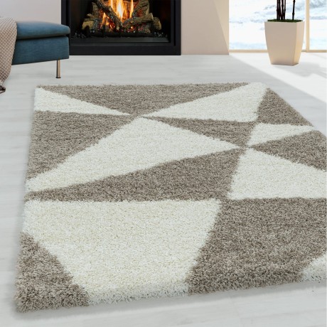 Przejdź do produktu Dywan shaggy Tango trójkąty beżowo-kremowy 60 cm x 110 cm