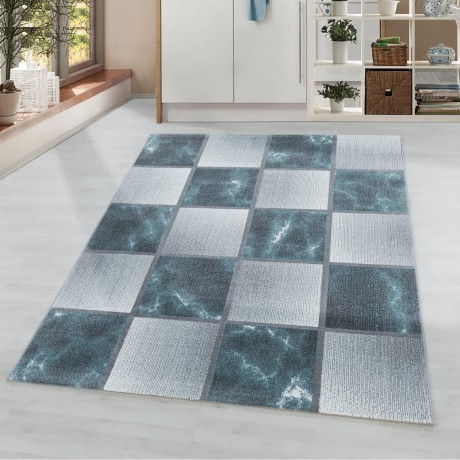 Przejdź do produktu Dywan nowoczesny Ottawa kwadraty niebiesko-szare 80 cm x 250 cm