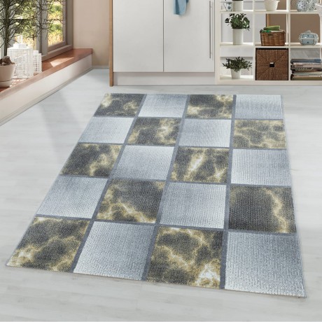 Przejdź do produktu Dywan nowoczesny Ottawa kwadraty żółto-szare 80 cm x 150 cm