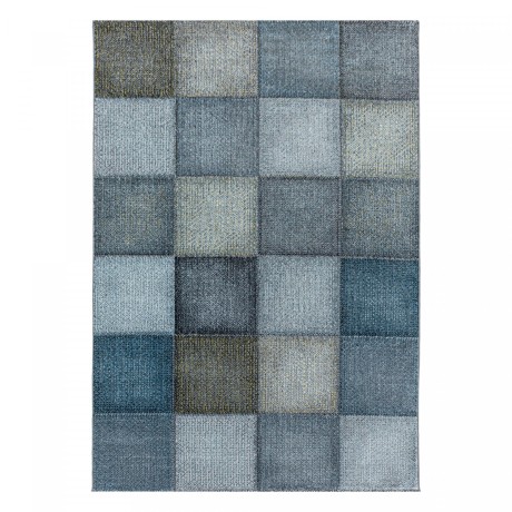 Przejdź do produktu Dywan nowoczesny Ottawa kwadraty niebiesko-wielokolorowe 80 cm x 250 cm