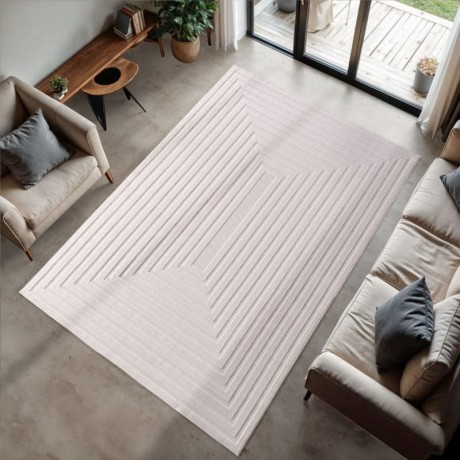 Przejdź do produktu Dywan nowoczesny 3D Doha ramka kremowy 140 cm x 200 cm 