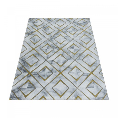 Przejdź do produktu Dywan ekskluzywny Naxos romby szaro-złoty 140 cm x 200 cm
