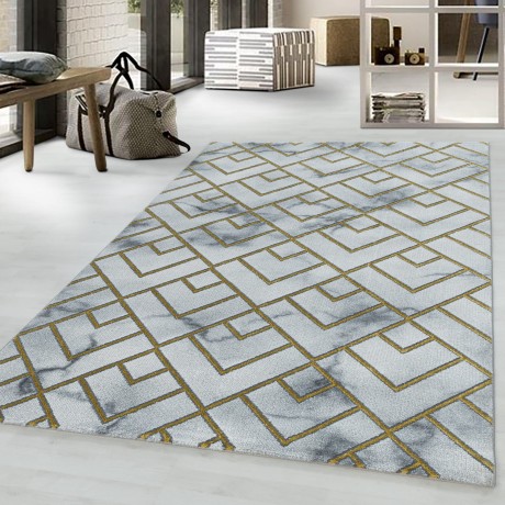 Przejdź do produktu Dywan ekskluzywny Naxos mozaika szaro-złoty 140 cm x 200 cm