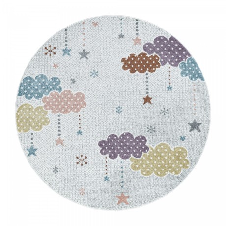 Przejdź do produktu Dywan dziecięcy Lucky chmurki kolorowe 120 cm x 120 cm  koło