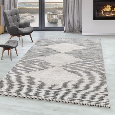 Przejdź do produktu Dywan poliestrowy Romby kremowo-czarny 200 cm x 290 cm