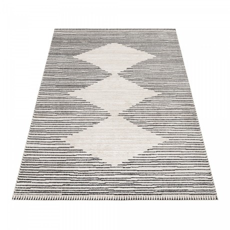 Przejdź do produktu Dywan poliestrowy Romby kremowo-czarny 240 cm x 340 cm