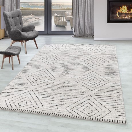 Przejdź do produktu Dywan poliestrowy Berber geometria kremowy 240 cm x 340 cm