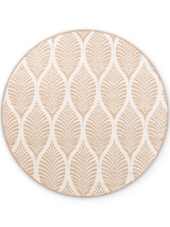 Przejdź do produktu Dywan zewnętrzny dwustronny Duet Liście beżowo-kremowy 160 cm x 160 cm koło