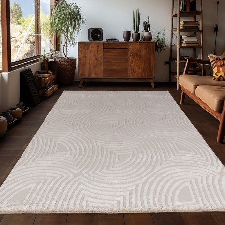 Przejdź do produktu Dywan 3D nowoczesny Sahara Geometria beżowy 140 cm x 200 cm