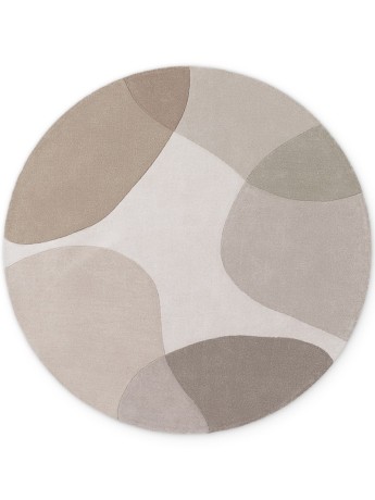 Przejdź do produktu Dywan wełniany premium Ted Baker Hackney beżowo-szary nowoczesny wzór koło 160 cm x 160 cm