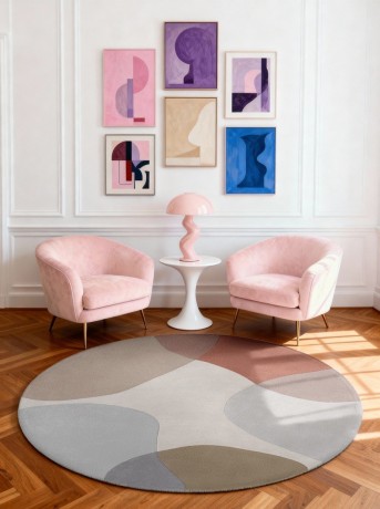 Przejdź do produktu Dywan wełniany premium Ted Baker Hackney wielokolorowy nowoczesny wzór koło 200 cm x 200 cm