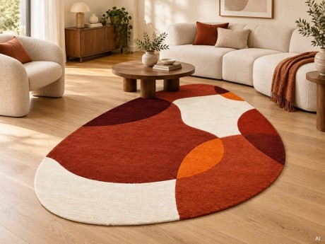 Przejdź do produktu Dywan wełniany Dune ręcznie tkany Łagodne Formy Terrakota owalny 120x170 cm