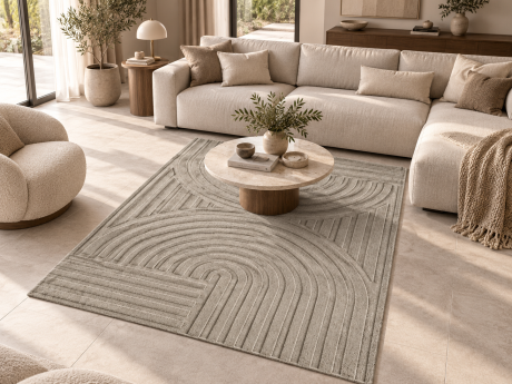 Przejdź do produktu Dywan nowoczesny 3D Pompei szaro - beżowy 140 cm x 200 cm