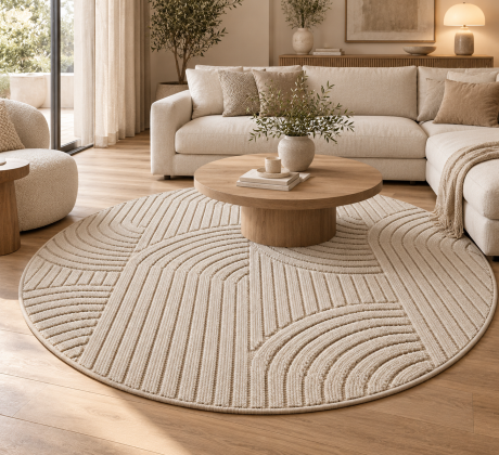 Przejdź do produktu Dywan nowoczesny Helix Geometria beżowy koło 200 cm x 200 cm
