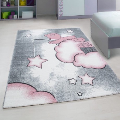 Przejdź do produktu Dywan dziecięcy Kids Miś szaro-różowy 120 cm x 170 cm