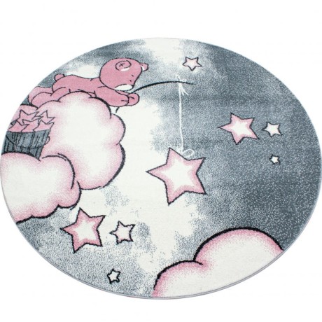 Przejdź do produktu Dywan dziecięcy Kids Miś szaro-różowy 160 cm x 160 cm koło