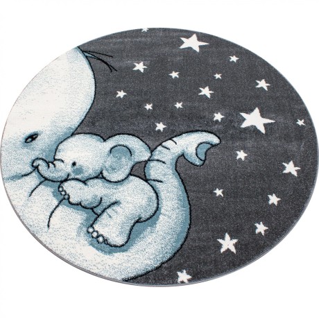 Przejdź do produktu Dywan dziecięcy Kids Słoniki szaro-niebieski 160 cm x 160 cm koło