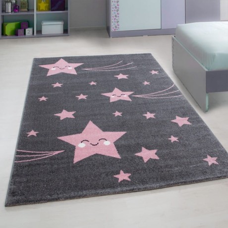 Przejdź do produktu Dywan dziecięcy Kids gwiazdki szaro-różowe 140 cm x 200 cm