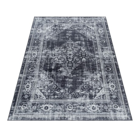 Przejdź do produktu Dywan drukowany antypoślizgowy Fiesta Vintage szaro-czarny 80 cm x 250 cm